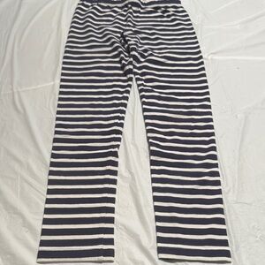 Gymboree Navy and White Striped Leggings medium 7/8